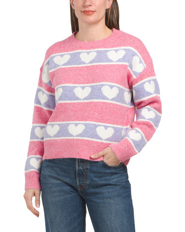 Long Sleeve Heart Pull Over Sweater | TJ Maxx