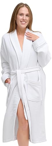 White Classic Waffle Bathrobe for Women, Men, 100% Turkish Cotton, Luxury Terry Interior, Waffle ... | Amazon (US)