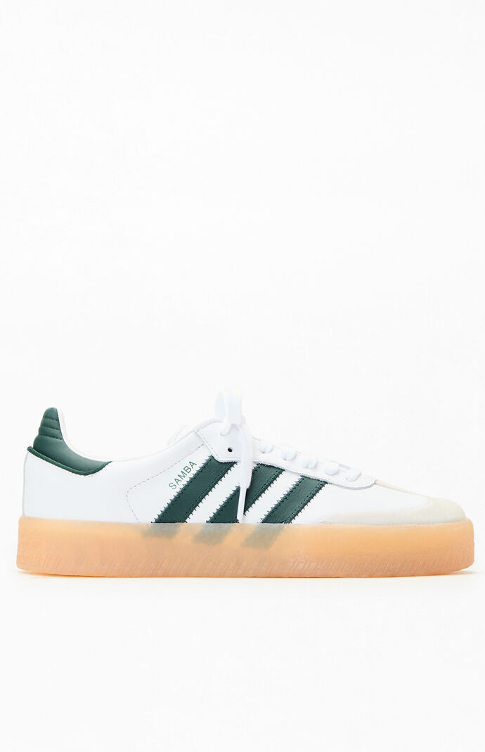 Adidas Women's Green & White Samba Sneakers in White/Black - Size 9 | PacSun