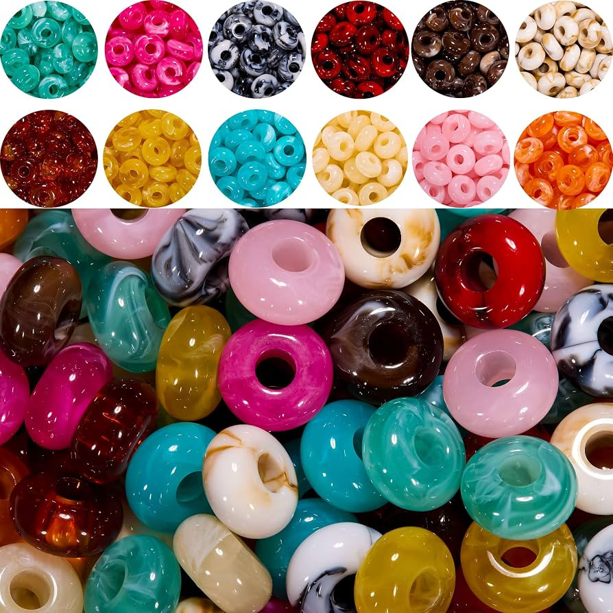 Large Hole Acrylic Beads for Carabiner Keychains and Bag Charms, 120 Piece 12 Colors Chunky Pony ... | Amazon (US)