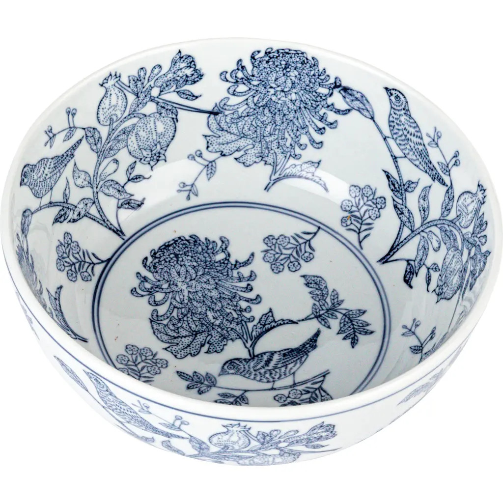 Storied Home Aviary Garden Stoneware Bowl, Blue and White at Nordstrom | Nordstrom