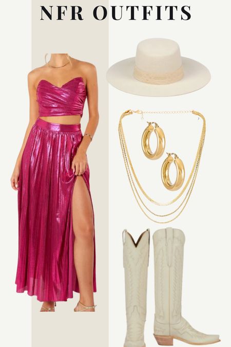NFR outfits . Petal and pup two piece set concert outfit, Nashville, girls, night out, Vegas, holiday, holiday party, maxi skirt, gold jewelry, cowgirl, boots, hat, Holiday

#LTKparties #LTKstyletip #LTKHoliday