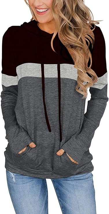 MixShe Women’s 2025 Fall Long Sleeve Hoodie Pullover Sweatshirt Lightweight Casual Tops Blouse | Amazon (US)