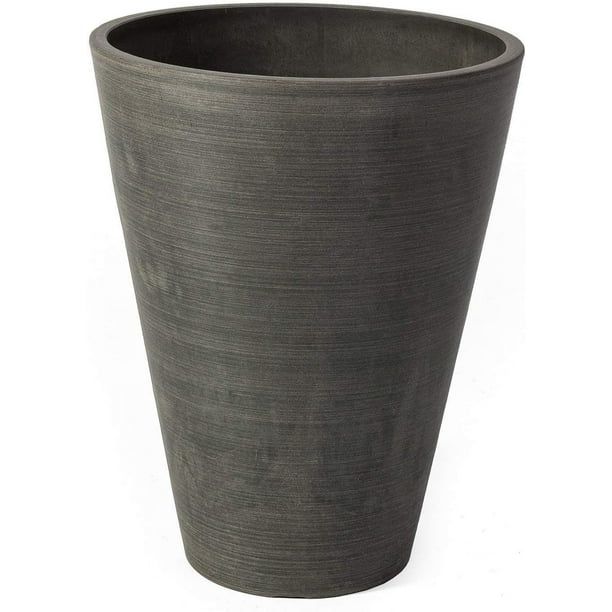 Algreen (#16230) Valencia Round Planter Pot, Textured Charcoal, 18" - Walmart.com | Walmart (US)