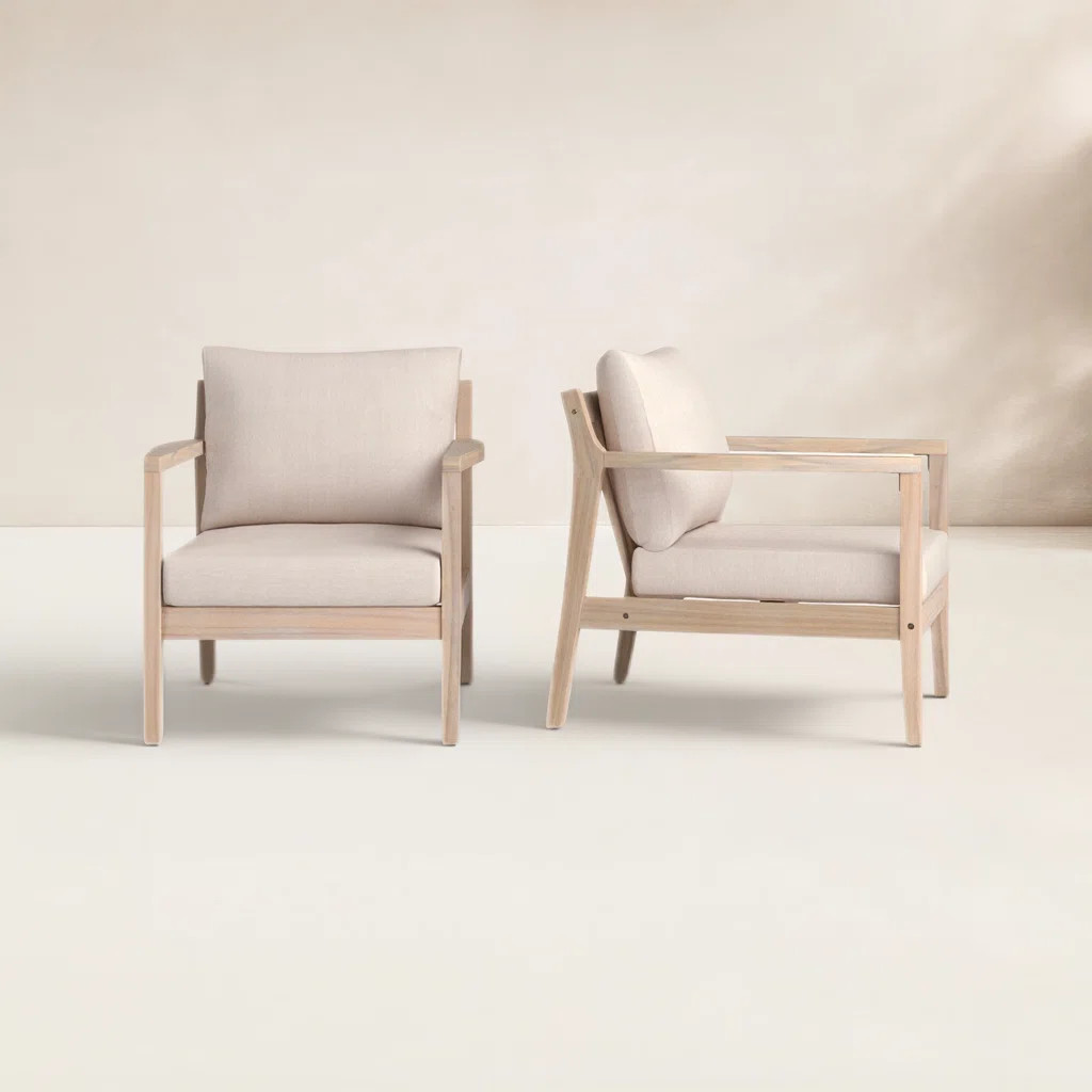 Amina Acacia Outdoor Lounge Chair (Set of 2) | Wayfair North America