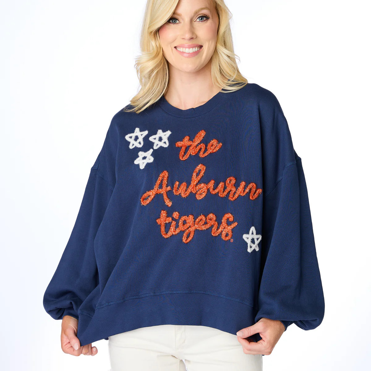 The Auburn Tigers Glitter Script Balloon Pullover | BuddyLove