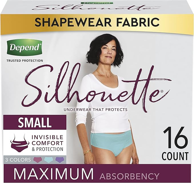 Depend Silhouette Incontinence Underwear, Small (26–34" Waist), Maximum Absorbency, 16 Count | Amazon (US)