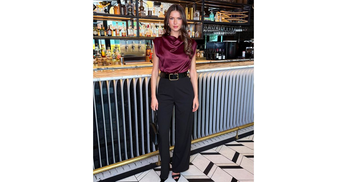 AX Paris Dark Purple Draped Neck Belted Jumpsuit | New Look | New Look (UK)