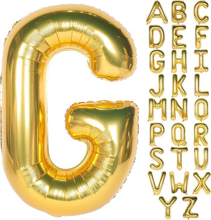 Letter Balloons 40 Inch Giant Jumbo Helium Foil Mylar for Party Decorations Gold G | Amazon (US)