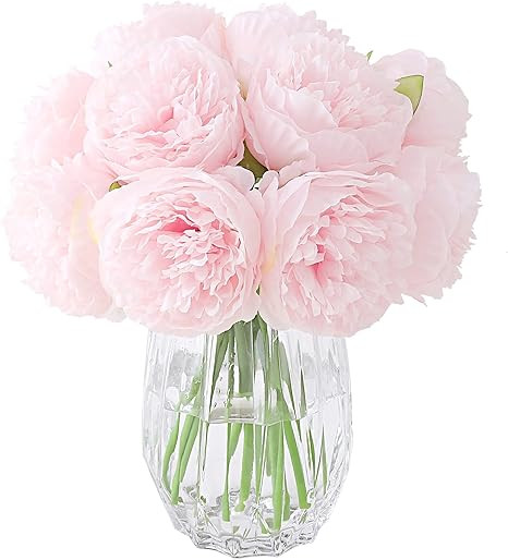 Decpro 2 Bunches Artificial Peonies, 10 Heads Silk Peony Fake Flower Bouquets for Wedding Home Of... | Amazon (US)