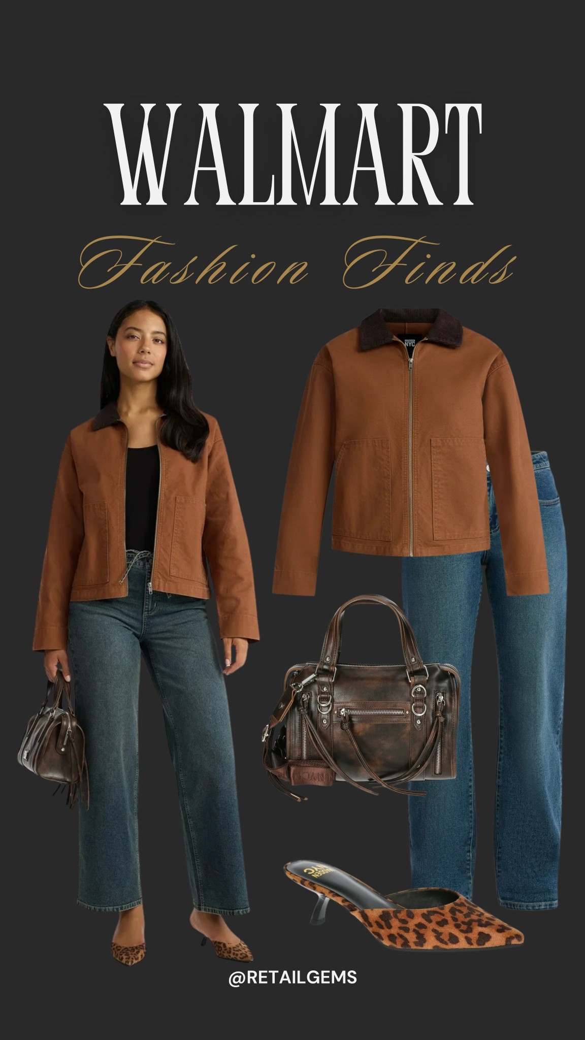 walmart fall fashion jeans shoes brown bag cheetah print outfit idea 