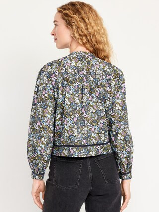 Button-Down Cropped Pintuck Shirt | Old Navy (US)