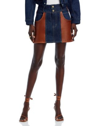 Atelier Denim & Leather Mini Skirt | Bloomingdale's (US)