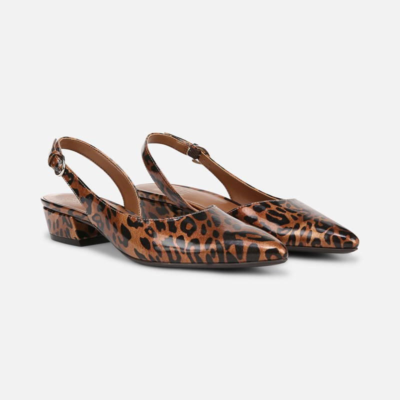 Naturalizer Banks Pointed Toe Flat Classic Pumps, Leopard Print Faux Leather, 9.0W Toe, Block Heels | Naturalizer