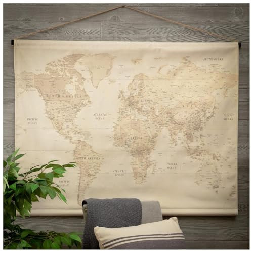 Hobby Lobby Vintage World Map Tapestry Wall Decor, Beige Canvas, 35 x 47 inches | Amazon (US)