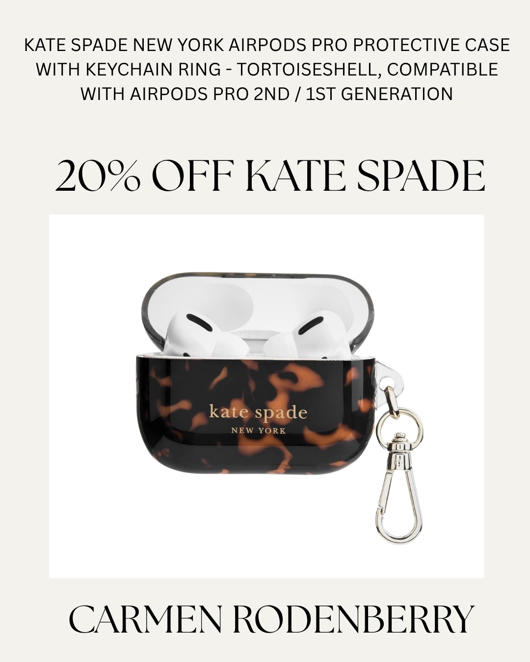 Kate Spade lovers, this one’s for you! 🖤✨

This adorable tortoiseshell AirPods Pro case is currently 20% off and is one of those little everyday luxuries that makes me smile every time I reach for my bag. The chic tortoise pattern, gold logo, and attached keychain make it both stylish and practical.

If you’ve been looking for a cute accessory—or a thoughtful gift—now is a great time to grab it while it’s on sale.

🛍️ Shop this deal through my LTK before it’s gone! 🤎

#LTKSale 
AirPods Case Everyday Luxury Accessory Finds Classic Style Timeless Style

#LTKSaleAlert #LTKselfcare