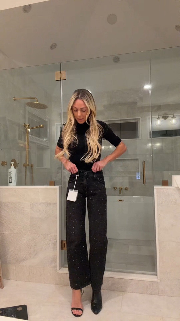 Holiday party looks! As an anti-jeans girl 99% of the time I cannot tell you how comfy this brand is - so soft, so flattering 🙌🏼 worth every cent!! These black sparkly jeans would be so cute for New Year's Eve too!!! 


#holiday #holidayparty #jeans #ootd #grwm #jeans #christmas #newyearseve #newyear #holidaylook #christmasoutfit #bathroom #hairextensions #shoes #blackjeans #turtleneck 

#LTKgrwm #LTKHoliday #LTKootd