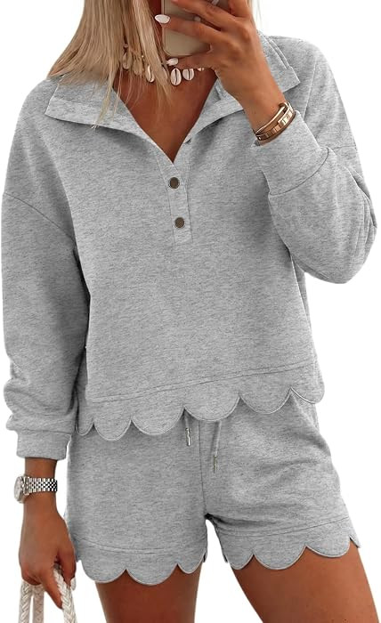 Fisoew Womens 2 Piece Sets Sweatsuits Fall Sweatshirt Shorts Sets Outfits | Amazon (US)