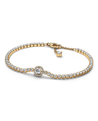 Cubic Zirconia Sparkling Halo Tennis Bracelet | Macy's