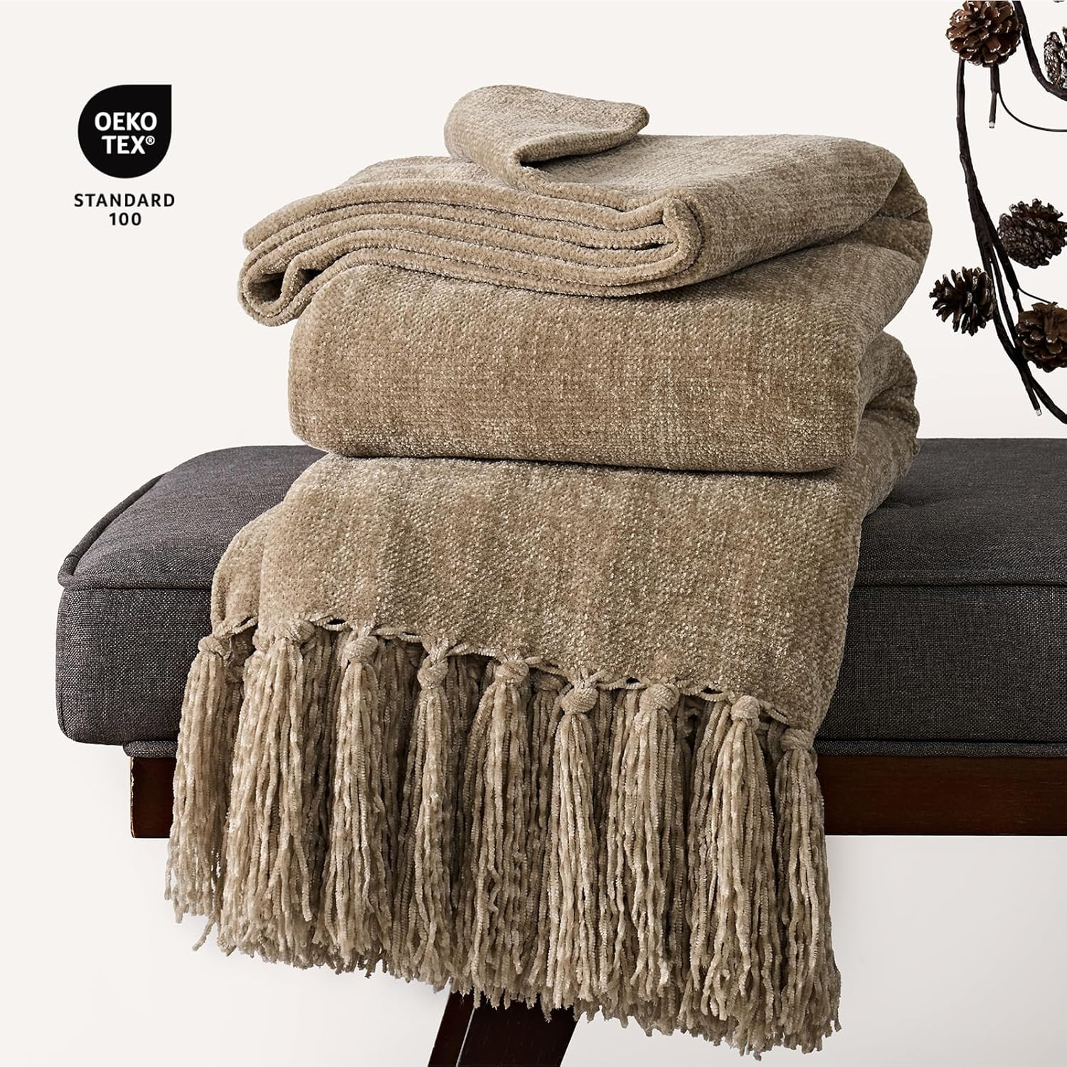 EVERGRACE Soft Chenille Throw Blanket for Couch, Cozy Plush Fuzzy Decorative Chenille Knit Throw ... | Amazon (US)