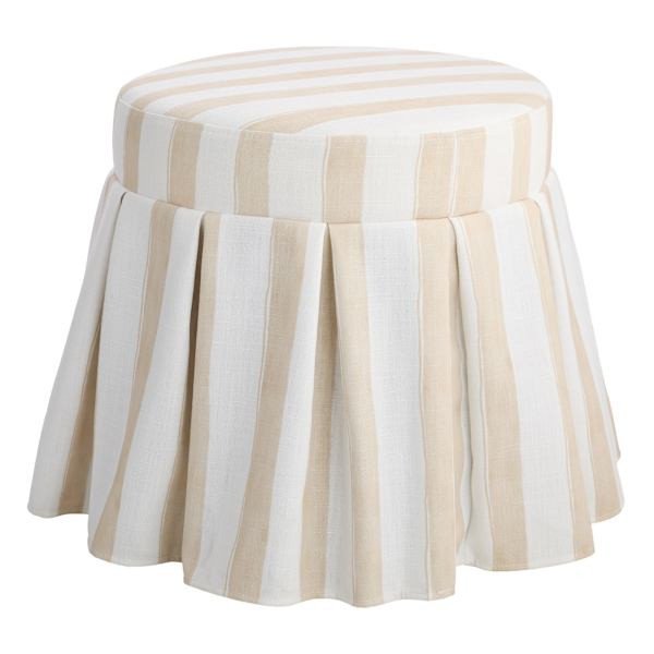 Angelina Ottoman, Taupe Stripe, Neutral, Fabric, sold by At Home | At Home
