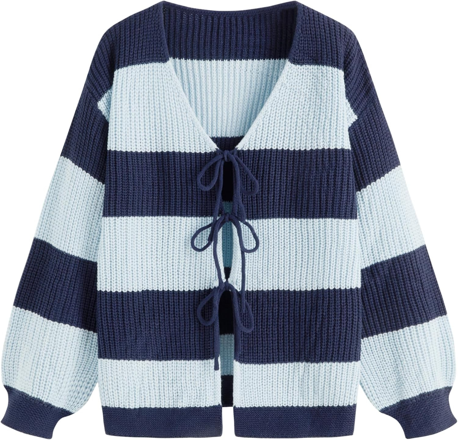 CIDER Cardigan Sweater for Women Tie Front Striped Cute Y2k Trendy Outfits | Amazon (US)
