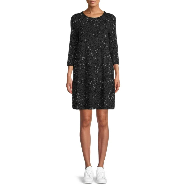 Time and Tru Women's Knit Dress with 3/4-Length Sleeves | Walmart (US)