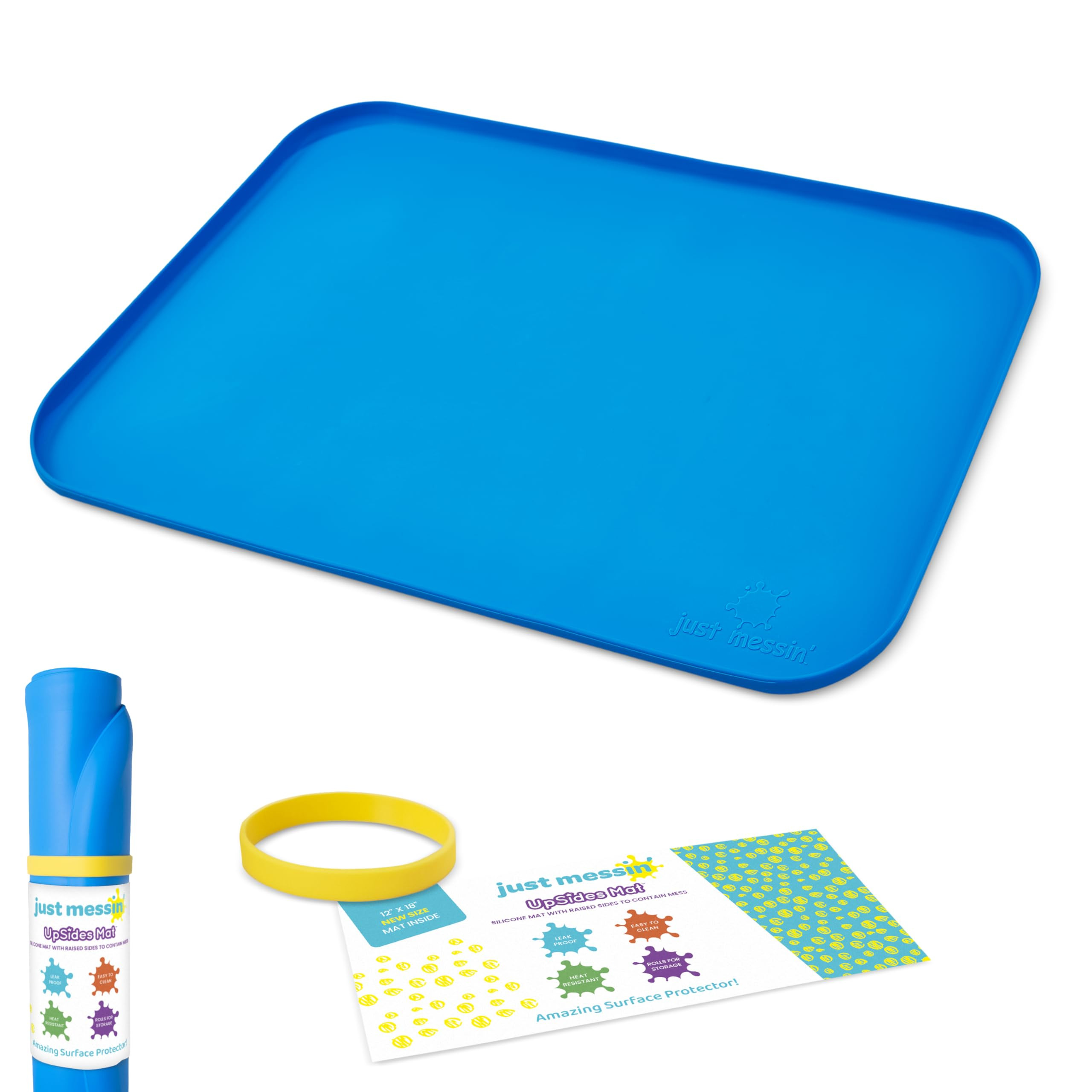 Just Messin’ Silicone Art Mat for Kids, Reusable Non-Slip Heat-Resistant Mat w Raised 0.6" Edge... | Amazon (US)