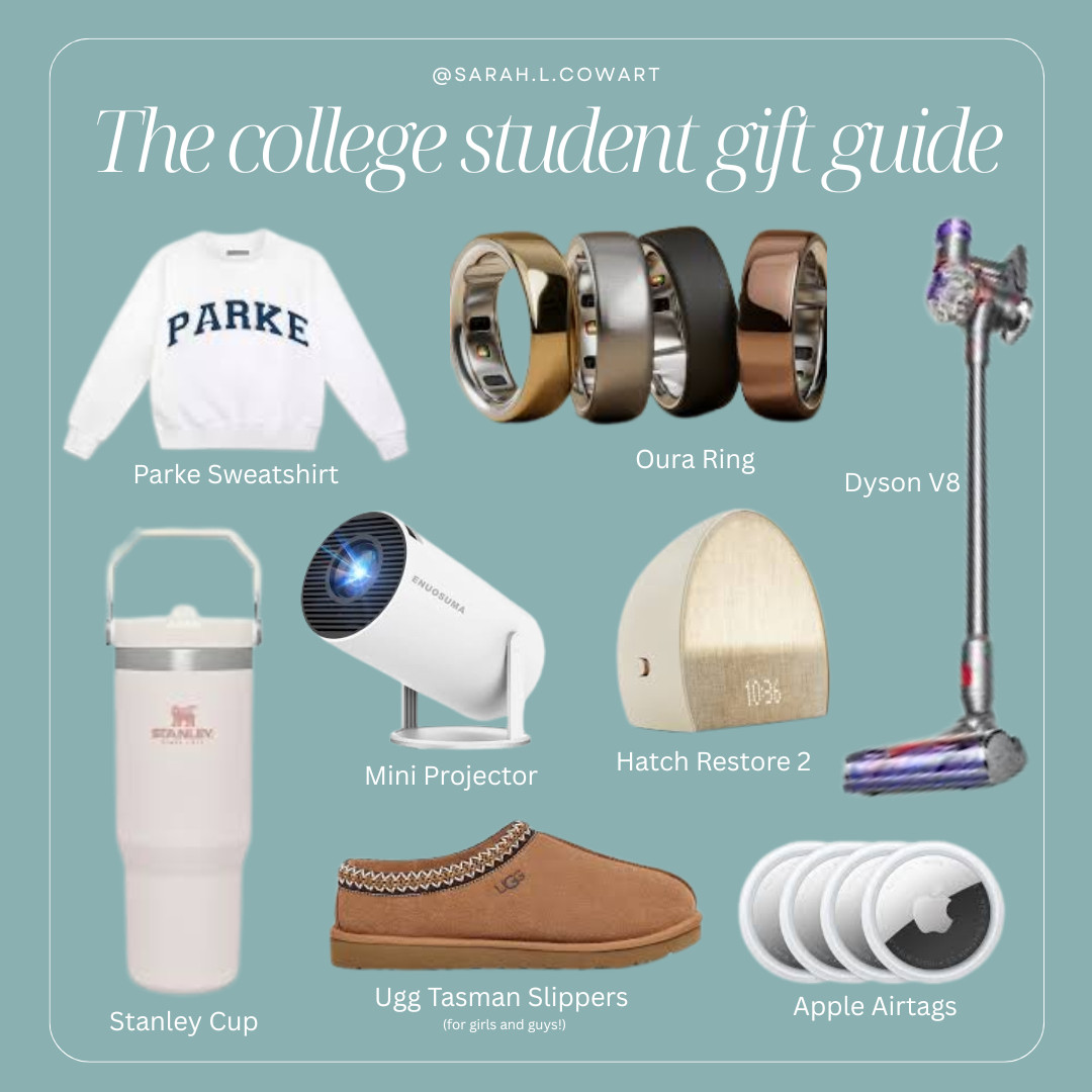 🎁 College Student Gift Guide: What They’re Actually Asking For

These are the gifts college students really want this year. Each one is practical, cozy, and a little bit elevated.

🩴 UGG Slippers for late-night study sessions
👕 PARKE Sweatshirt that goes with everything
📽️ Mini Projector for dorm movie nights
🌙 Hatch Restore 2 for better sleep and calmer mornings
💍 Oura Ring for tracking rest and recovery
💨 Dyson V8 for quick dorm cleanups
🥤 Stanley Cup because hydration is basically a personality
📱 AirTags so nothing important gets lost on campus

Shop the full list and make your student’s semester a little easier and a lot more fun.

#LTKHoliday #CollegeStudentGiftGuide #LTKCollege #HolidayGifts #CollegeLife #LTKGifts 

 #LTKGiftGuide #LTKHoliday