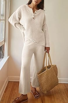 LILLUSORY Trendy 2 Piece Outfits Oversized Slouchy 2022 Winter Matching Lounge Sets Cozy Knit Lou... | Amazon (US)