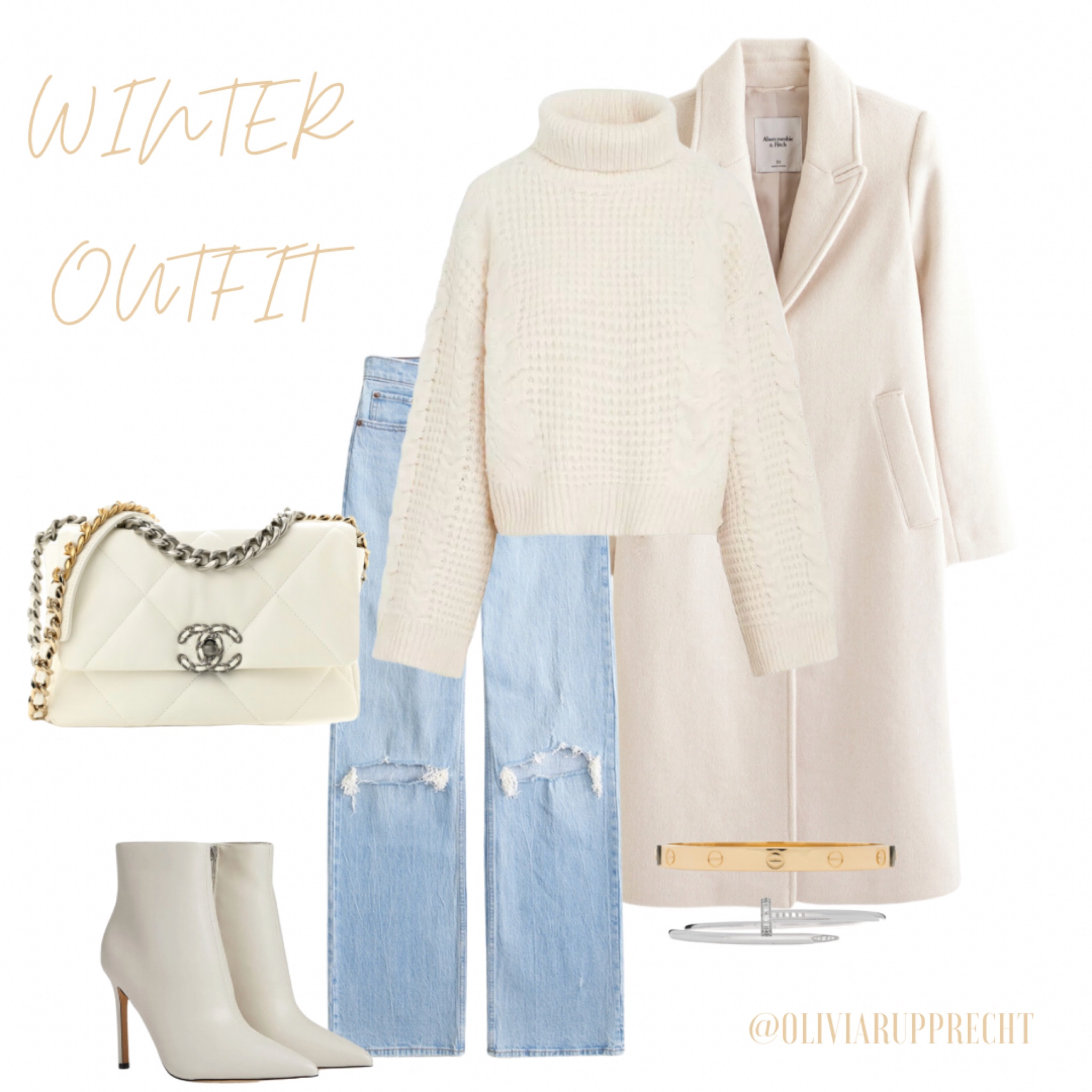 Winter outfit | coat | jeans | jacket | heels | booties | sweater | purse | handbag | Chanel | jewelry | bracelet | gold | sliver | 

#LTKitbag #LTKSeasonal #LTKstyletip