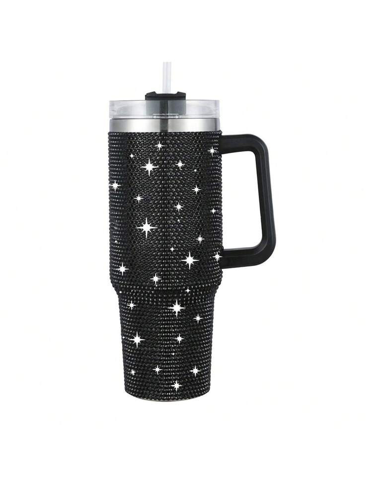 1pc 40 Oz Tumbler With Handle And Straw Lid, Studded Bling Diamond Tumbler, Stainless Steel Insul... | SHEIN
