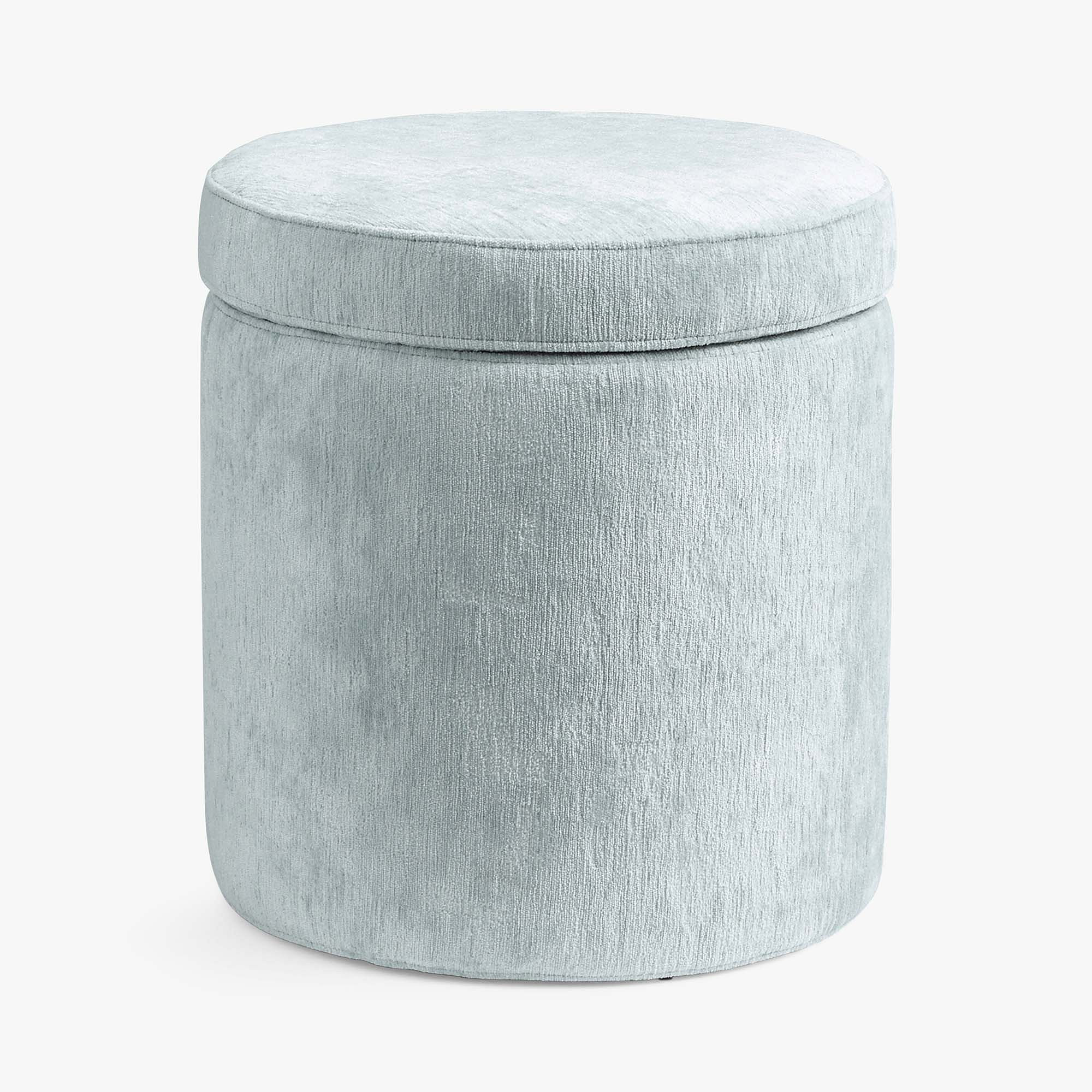 Cloud Chenille Pale Blue Kendra Scott Round Storage Ottoman | Pottery Barn Teen