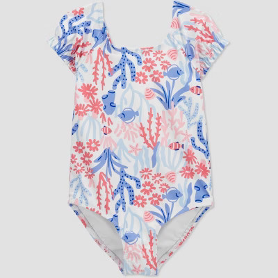 Toddler Girls' Coral Print One Piece Rash Guard - Just One You® made by carter's | Target