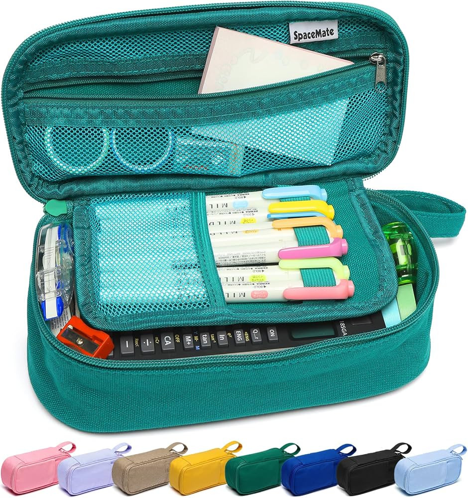 SPACEMATE Heavy Duty Canvas Pencil Case Pouch Bag - Holds 50-100 Pencils - Large Big Capacity Aes... | Amazon (US)