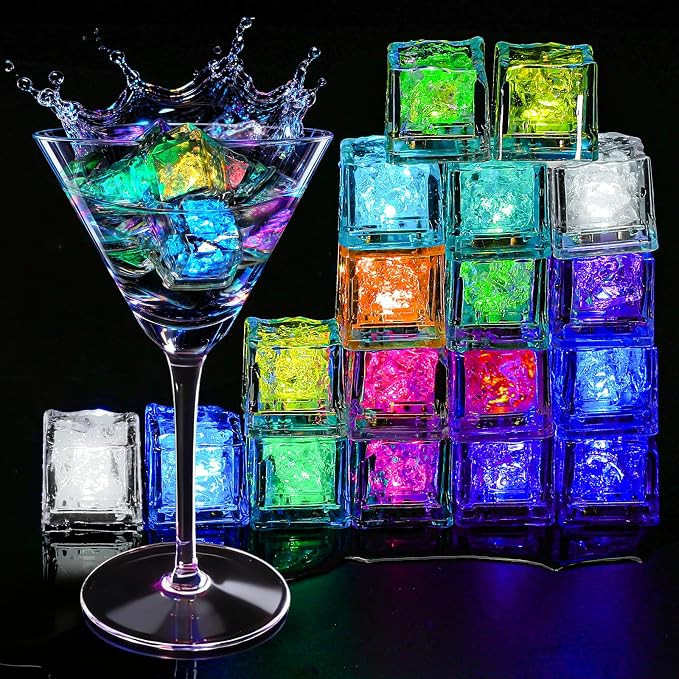 Light Up Ice Cubes, 18 Pack Multi Color Led Ice Cubes for Drinks IP67 Waterproof Reusable Glowing... | Amazon (US)
