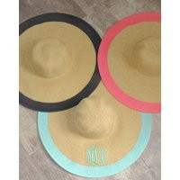 Monogrammed Wide Outline Floppy Hat - Bridesmaid Gift Ideas Bachelorette Party Sun Derby | Etsy (US)