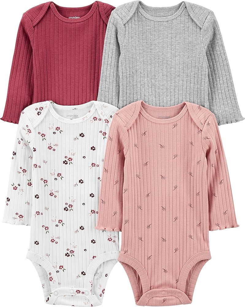 Simple Joys by Carter's Unisex Babies' Textured Bodysuits, Pack of 4 | Amazon (US)