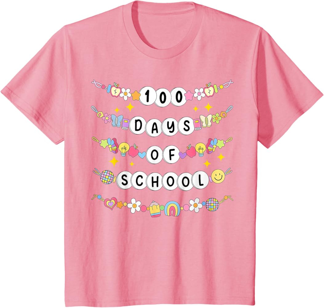 100 Days of School Friendship Bracelets 100 Days Smarter Kid T-Shirt | Amazon (US)