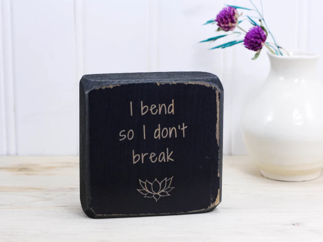 Small 3x3 Wood Sign for Home, Office, or Desk, Yoga Studio Decor, Saying With Lotus Flower, Gift ... | Etsy (US)