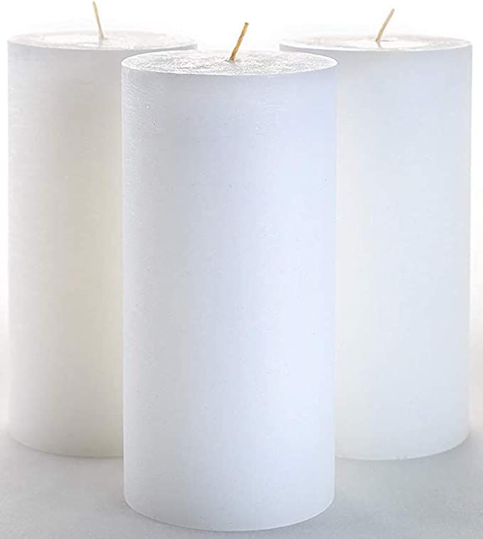 3" x 6" White Pillar Candles Set of 3 Unscented for Wedding Church Restaurants Spa Smokeless Cott... | Amazon (US)