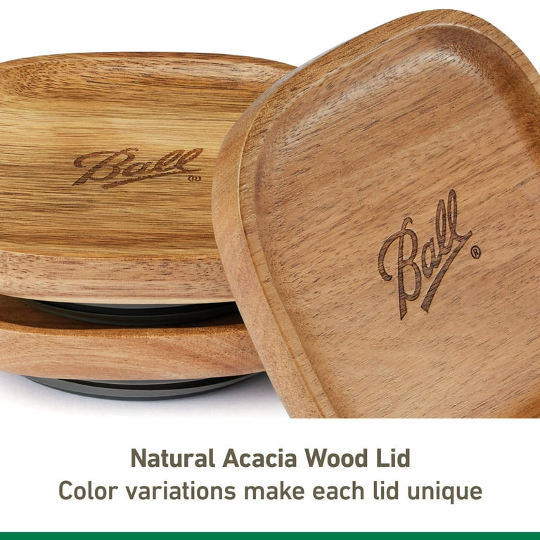 Ball 4 Cup Stack & Store Glass Jar with Acacia Wood Lid \u2013 Airtight Wide Mouth Glass Storage ... | Walmart (US)