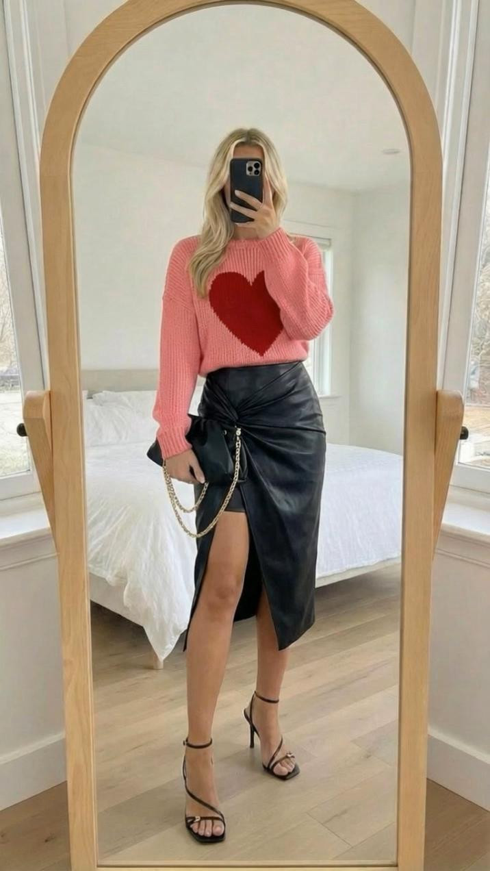 How fun is this for Valentine’s Day? Absolutely adorable little heart sweater paired with this gorgeous leather skirt and this whole outfit is on sale right now with the code to save30. You can get a major discount on their website absolutely so good. This is all from Vici love this brand it has such high-quality pieces and it’s all super cute. A great alternative to your regular Valentine’s Day outfit. This is so fun

#LTKmomlife #LTKdayinmylife #LTKSeasonal