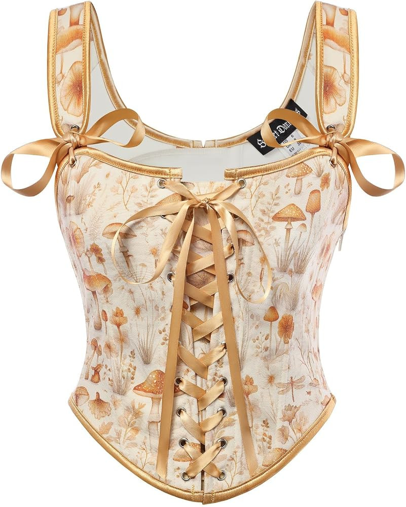 Scarlet Darkness Corset Tops for Women Renaissance Corset Floral Lace-Up Vintage Overbust Bustier... | Amazon (US)