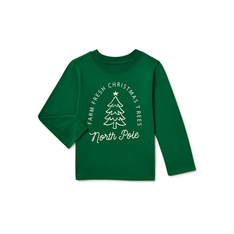 Holiday Time Baby and Toddler Unisex Long Sleeve Graphic Christmas Tee, Sizes 12 Months-5T - Walm... | Walmart (US)