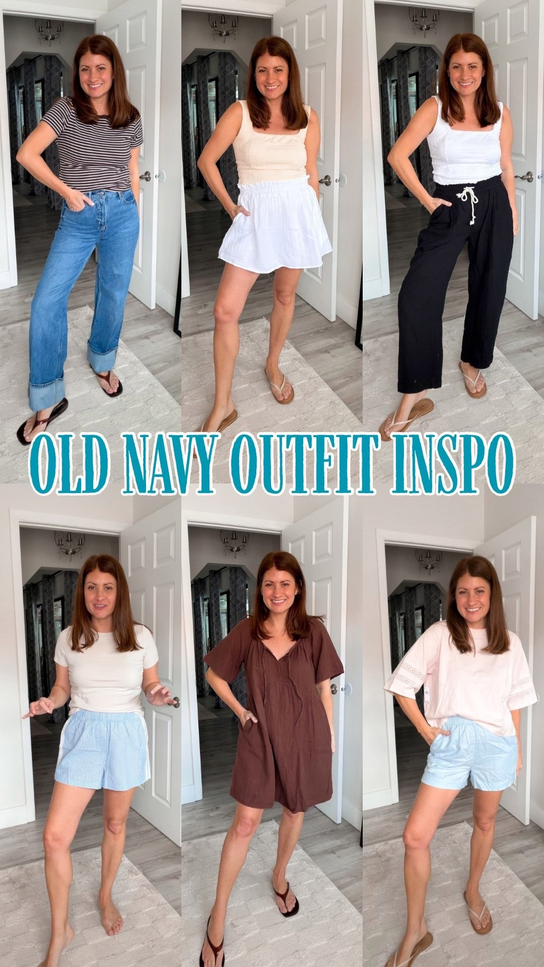 Old Navy outfit inspiration

Wearing:
Bestie T-shirts – size medium
Boxer shorts – size small
Linen shorts – size small
Gauze dress – size small
Gauze pants – size small
Gauze skirt-  size small
Eyelet tank top – size small ￼
Jeans – size 4 ￼

#LTKSeasonal #LTKOver40