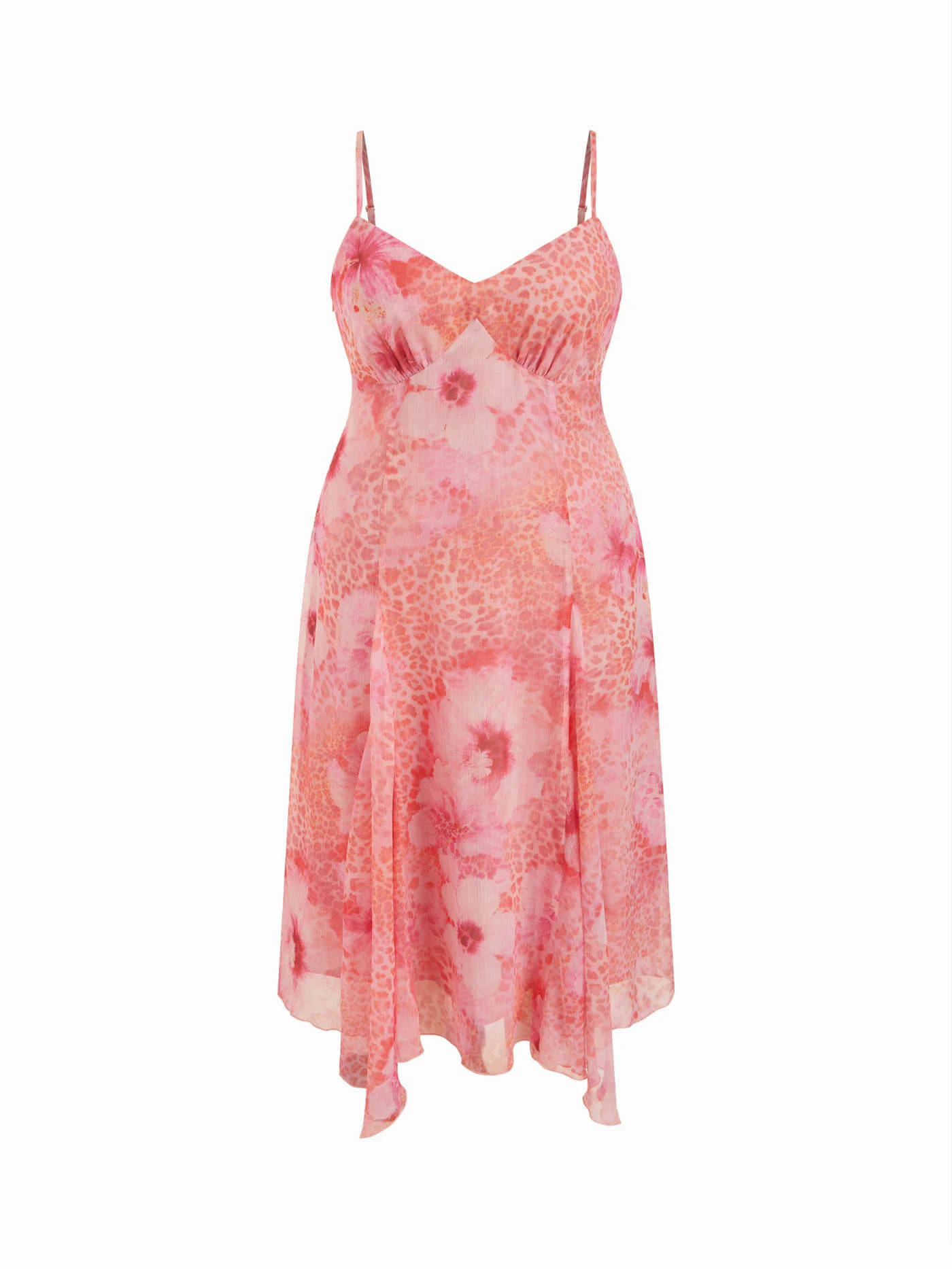 Woven Chiffon Floral Sweetheart Asymmetrical Hem A-line Maxi Dress Curve & Plus For Daily Casual ... | Cider