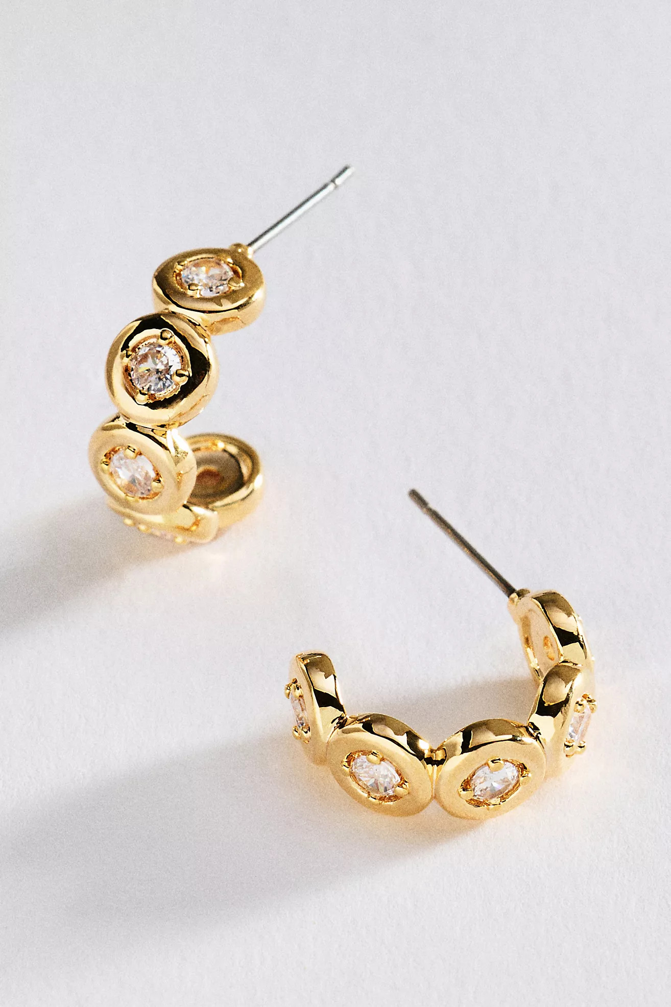 Bezel-Set Crystal Hoop Earrings | Anthropologie (US)