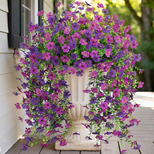 Fake Artificial Hanging Flowers for Outdoors Decoration, 2 PCS Faux UV Resistant Artificial Outdo... | Amazon (US)