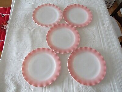 5 Vintage Hazel Atlas Pink & White Crinoline Ripple Ruffle 8.75" Dinner Plates  | eBay | eBay US